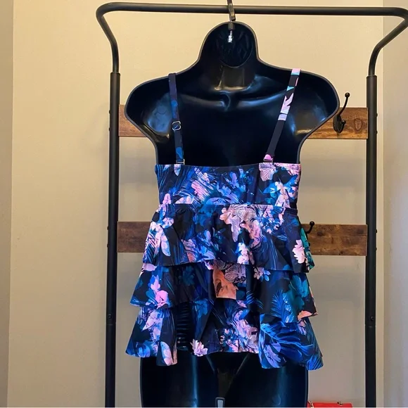 Island Escape Women's Tiered Tankini waist Minimizer bikini Top floral print 10 - Picture 3 of 6